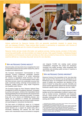 Factsheet resource centres for rare diseases